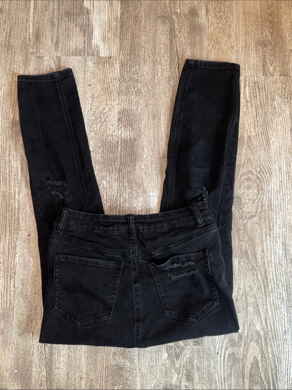 Wax Jean Women's Black Skinny Jeans with Light Distressing